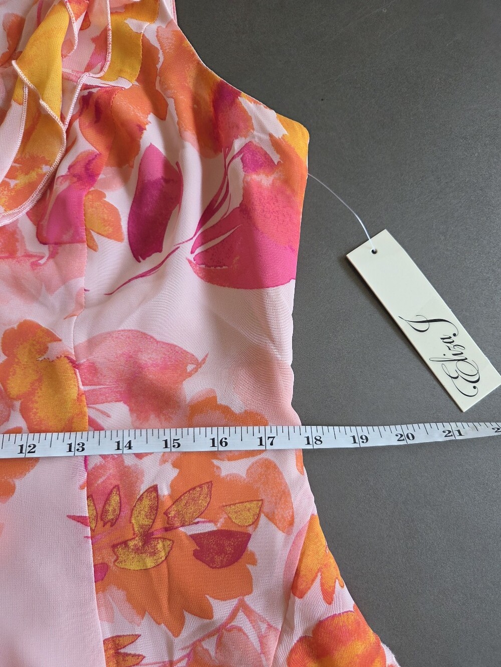 Eliza J Sleeveless Floral Ruffle Chiffon Maxi Dress Size 14 NWT $198 Romantic - Picture 9 of 9